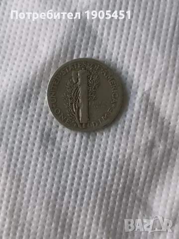 1 Дайм СРЕБРО Меркурий 1943г, снимка 4 - Нумизматика и бонистика - 48894113