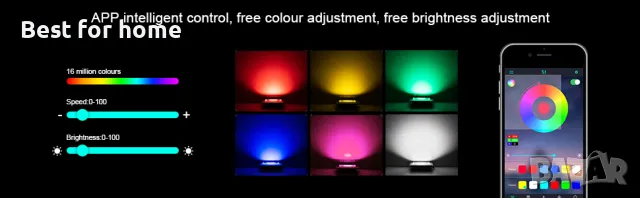 RGB LED смарт прожектори OUSIDE 100w- 2бр., снимка 7 - Лед осветление - 49149002