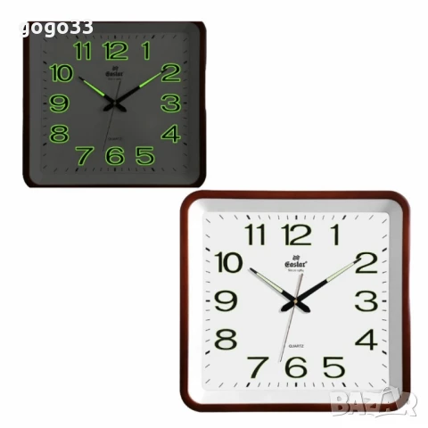 Часовник за стена със светещи цифри и безшумен ход / 280 мм х 290 мм;, снимка 1