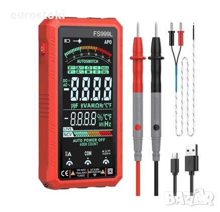 Интелигентен цифров мултицет Proster с автоматично избиране на обхват, 6000 броя True RMS, 5.0-инчов