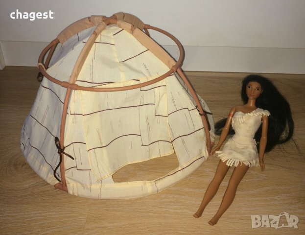 Ретро кукла Покахонтас с палатка, снимка 7 - Кукли - 42648195
