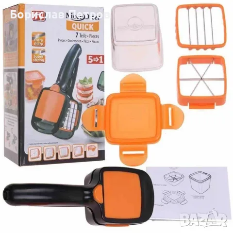 Кухненско, мултифункционално ренде за плодове и зеленчуци 5 в 1 Genius Nicer Dicer, снимка 12 - Аксесоари за кухня - 56008314