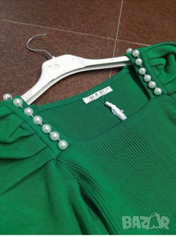 Рипсена блуза с перлички, снимка 3 - Блузи с дълъг ръкав и пуловери - 38140845