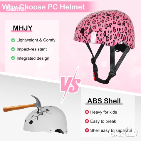 MHJY Детска каска за момичета на възраст 8-14 години, регулируема, с котешки уши, снимка 3 - Други - 52089652