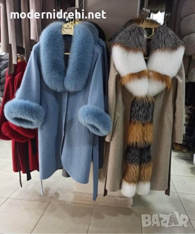 Дамско луксозно палто кашмир вълна и лисица код 211, снимка 1 - Палта, манта - 39632975
