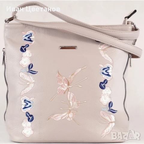Нежна дамска чанта с флорална бродерия, снимка 2 - Чанти - 50869947