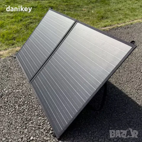 Мощен Монокристален Соларен Панел 200W (Peak) - Сгъваем с подпори за Каравана, Риболов и Къмпинг