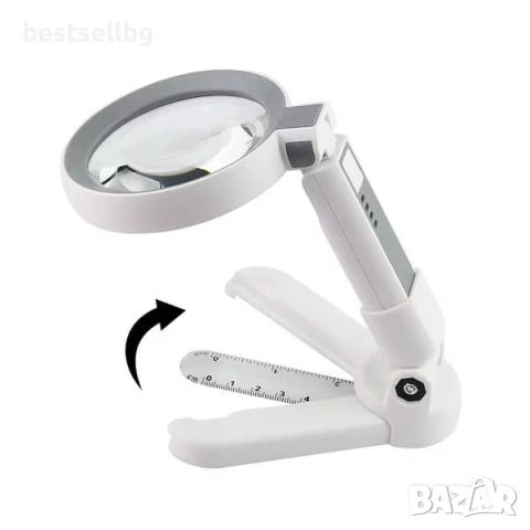 Професионална увеличителна ръчна и настолна лупа с LED осветление 4X акумулаторна USB за четене, снимка 12 - Други инструменти - 53090631