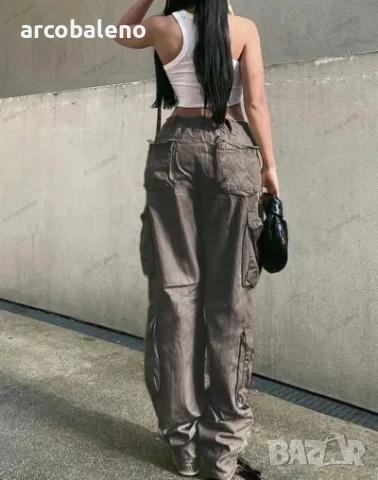 Дамски прави свободни широки ретро панталони Daddy Cargo, 4цвята , снимка 15 - Панталони - 39398150