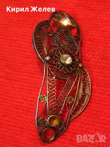 СРЕБЪРНА ФИЛИГРАННА АРТ ДЕКО ШНОЛА ФИБА за КОСА с ЦИРКОНИ МАЙСТОРСКА ЮВЕЛИРНА СТАРА РАБОТА 24071, снимка 18 - Антикварни и старинни предмети - 33789665