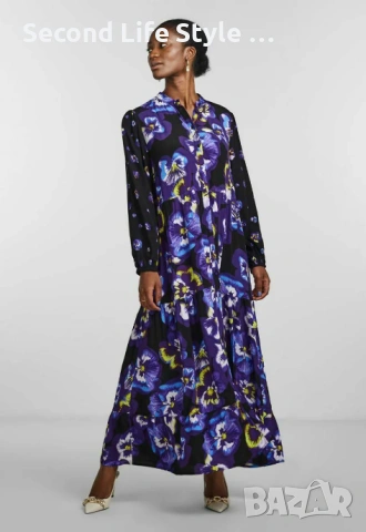 Нова дълга дамска рокля YAS YASVIOLA LS р-р M (EU) - макси рокля - принт цветя