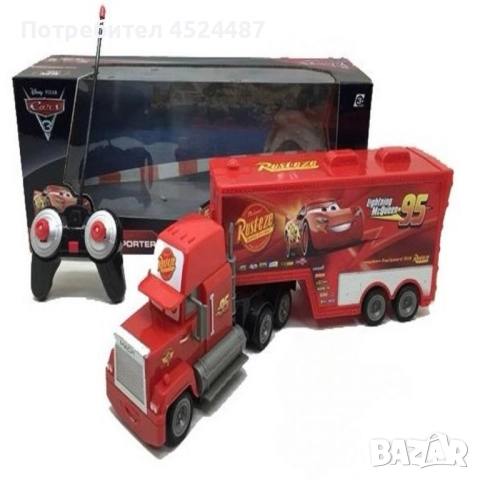 Радиоуправляем камион Mack Rust-eze Transporter с Мълнията Маккуин, снимка 4 - Коли, камиони, мотори, писти - 52242623