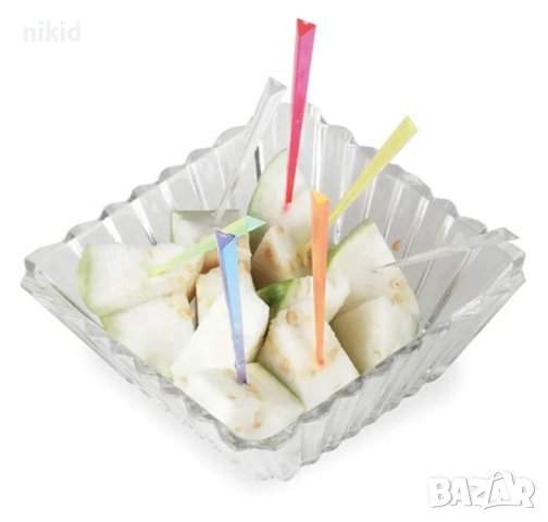 триъгълни пластмасови клечки вилички за хапки шишчета парти кетъринг коктейл коктейли канапе, снимка 3 - Други - 41915509