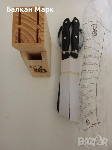 Комплект,сет, органайзер кухненски ножове + ножица Renberg с дървена поставка, снимка 3 - Други - 50695179
