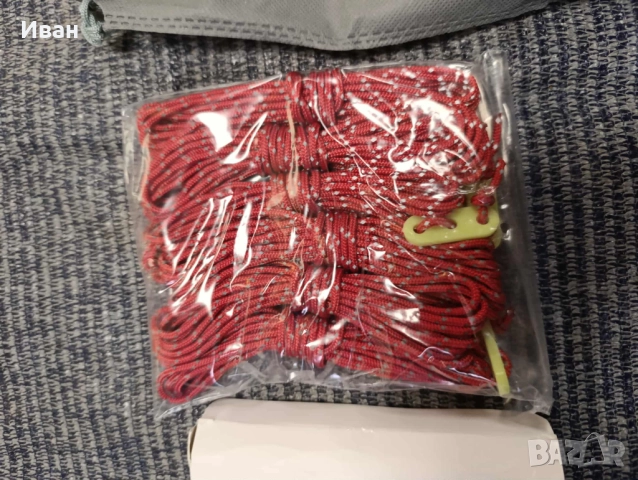 6 бр. Светлоотразителни въжета+ флуоресцентни обтегачи. За къмпинг, палатки, форселти, тенти и др., снимка 5 - Палатки - 51824603