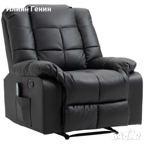 Масажен стол HOMCOM, с регулируема облегалка, 8 вибрационни точки, функция за накланяне, изкуствена , снимка 14 - Столове - 52522554