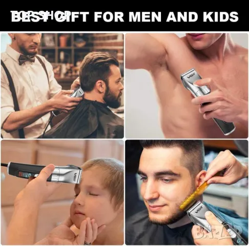 VGR професионална машинка за постригване безжична USB led с дисплей, снимка 3 - Тримери - 48839323