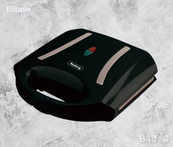 Тостер-сандвич Rosberg 750W, Грил незалепващи плочи, Бял/Червен/Черен, снимка 2 - Друга електроника - 52889140