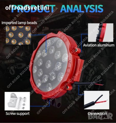 2 БРОЯ 51W Диоден Фар за ДжипДиоден прожектор за джипове мотокари, снимка 6 - Аксесоари и консумативи - 40394690