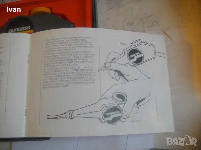 НОВ ПЪЛЕН КОМПЛЕКТ АНГЛИЙСКА ЕЛЕКТРИЧЕСКА ГРАВЬОРКА ГРАВЬОР ГРАВИРАНЕ РАЗЛИЧНИ ПОВЪРХНОСТИ BURGESS, снимка 12 - Инструменти за гравиране - 47942758