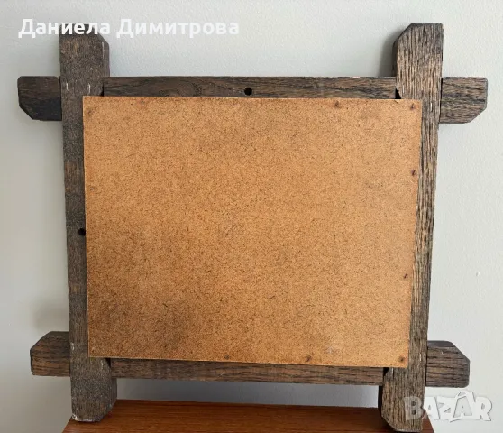 Картина, съчетание от калай и масивно дърво, снимка 4 - Антикварни и старинни предмети - 49462583