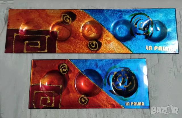 Колекция от плато, свещник, чиния и декорация от топено стъкло La Palma Испания-нови, снимка 3 - Декорация за дома - 53417535