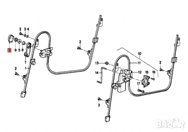 BMW E30 E34 Капачка за дръжка на ръчен стъклоповдигач 51321906497, снимка 2 - Части - 53738193