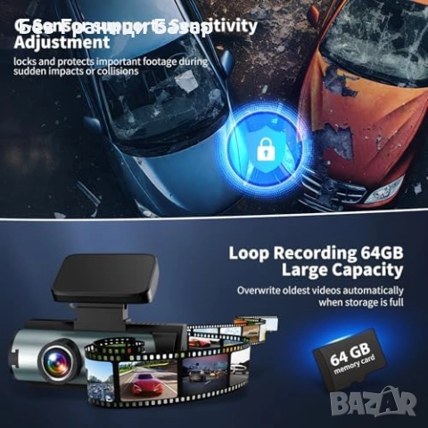 Нова Авто Двойна камера за кола 1080P с WiFi, 3" екран и паркинг режим, снимка 4 - Друга електроника - 52081078