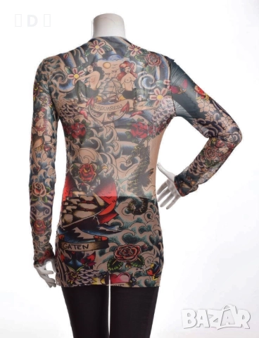 DSQUARED 2  блуза/туника татуировка  С-М, снимка 2 - Блузи с дълъг ръкав и пуловери - 52510995