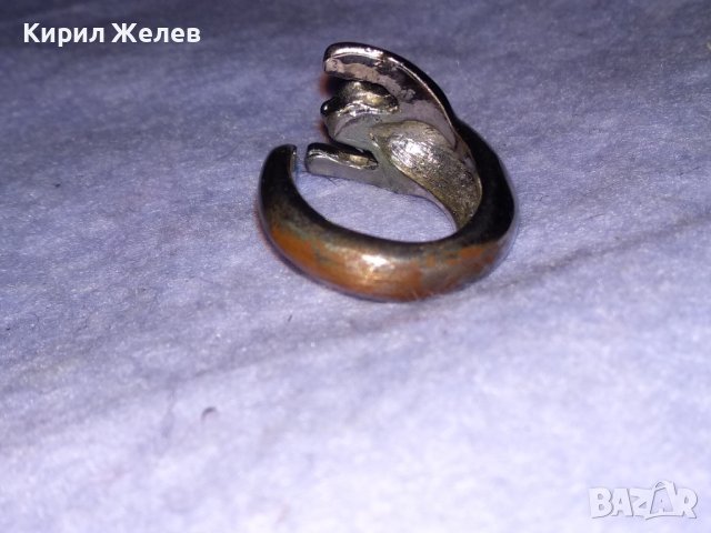 СТАР МЕДЕН НИКЕЛИРАН ФИГУРАЛЕН ВИНТИДЖ АРТ ПРЪСТЕН КОТЕ 38736, снимка 3 - Пръстени - 41761506