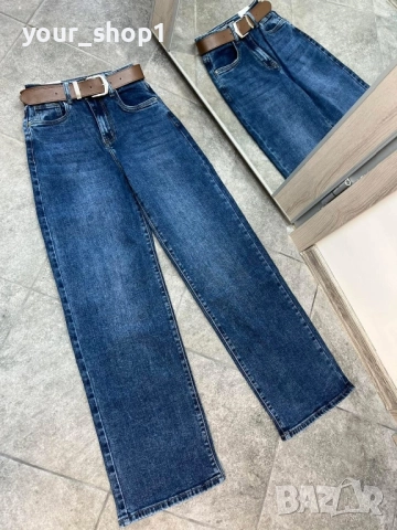 Дамски дънки + колан широк крачол wide leg , снимка 4 - Дънки - 51866704