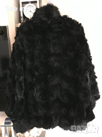 Палто от заешка кожа LAPIN с флорални мотиви, снимка 2 - Палта, манта - 53179180