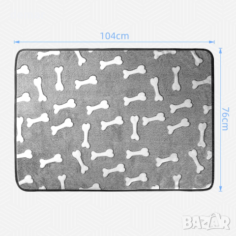 KYG Одеяло за кучета Beany, меко и топло, 104 × 76 см, сиво, снимка 4 - За кучета - 44595716