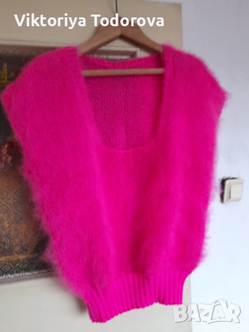 Цикламена блуза от мохер-ръчно плетиво 