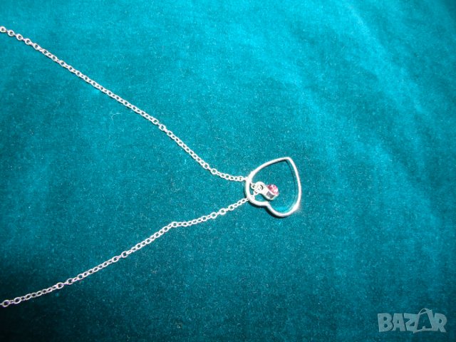  нов дамски синджир със сърце и розов камък, снимка 4 - Колиета, медальони, синджири - 40063953