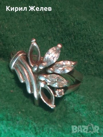 СТАР СРЕБЪРЕН ФЛОРАЛЕН АРТ ПРЪСТЕН СРЕБРО 925 с ЦИРКОНИ 25971, снимка 3 - Пръстени - 35974403