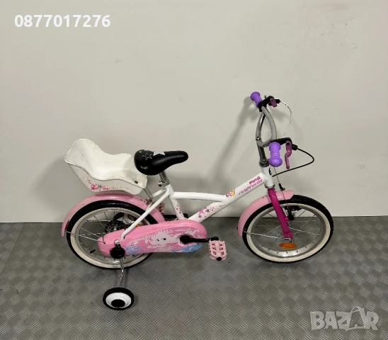 Детски велосипед с помощни Btwin за момиче 16 цола/ колело, снимка 2 - Велосипеди - 51387266