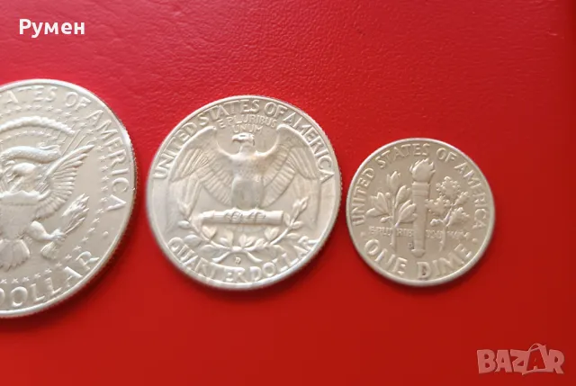 Half-D,Quarter-D&Dime-D,USA-1964г..Сребро!, снимка 6 - Нумизматика и бонистика - 44400377