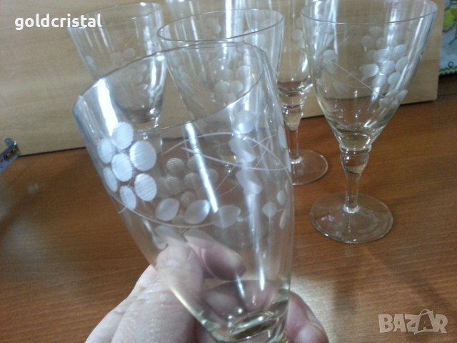Ретро стъклени чаши гравирани , снимка 6 - Антикварни и старинни предмети - 44927625