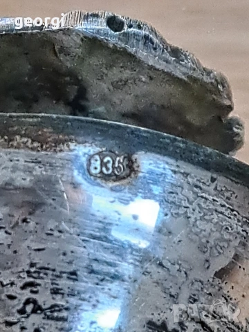 кристална бонбониера със сребърен пиедестал , снимка 9 - Антикварни и старинни предмети - 53083947