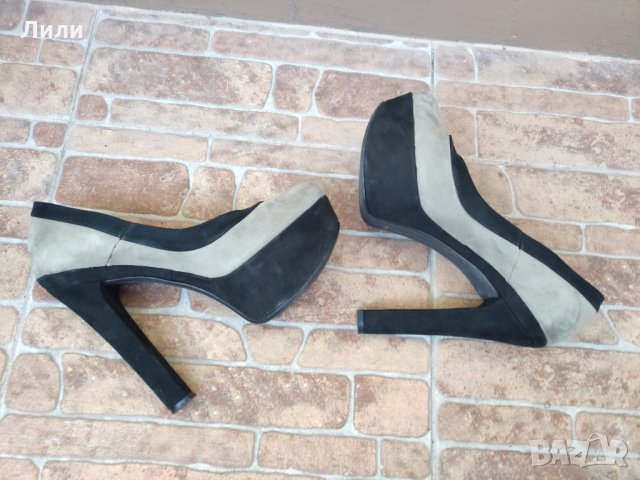 Стилни дамски велурени обувки с токчета, снимка 4 - Дамски обувки на ток - 34590386