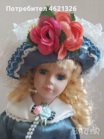 Винтидж немска порцеланова кукла в празнична рокля като ново, снимка 9 - Декорация за дома - 52155771