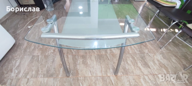 Стъклена трапезна маса на две нива., снимка 5 - Маси - 51790239