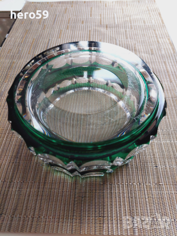 Авторска кристална бомбониера-Vase en cristal izumrud Val saint Lambert  Art déco/, снимка 7 - Антикварни и старинни предмети - 44514561