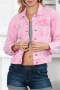 Дамско розово светло прано дънково яке с капаци и джобове, снимка 1 - Якета - 44930494