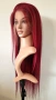 Естествена дантелена перука 80 см - 200% плътност, 13x6 Lace, бургунди тъмно червена права коса, снимка 4