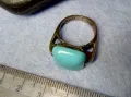 ВИНТИДЖ АРТ СРЕБЪРЕН ПРЪСТЕН ЛАКИРАНО СРЕБРО 925 с ГОЛЯМ ЮВЕЛИРНО ШЛИФОВАН ТЮРКОАЗ 48601, снимка 9