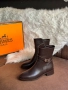 Hermes Дамски Кафеви Кожени Боти Хермес Код E821, снимка 4