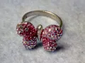 СКЪПОЦЕНЕН СРЕБЪРЕН ПРЪСТЕН ПЕПЕРУДА СРЕБРО 925 с РОЗОВ ЕМАЙЛ и РАЗНОЦВЕТНИ КАМЪНИ 47981, снимка 1