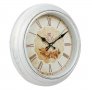 Стенен часовник с рози, Декоративен, Винтидж, златен, матиран, бял, 30см